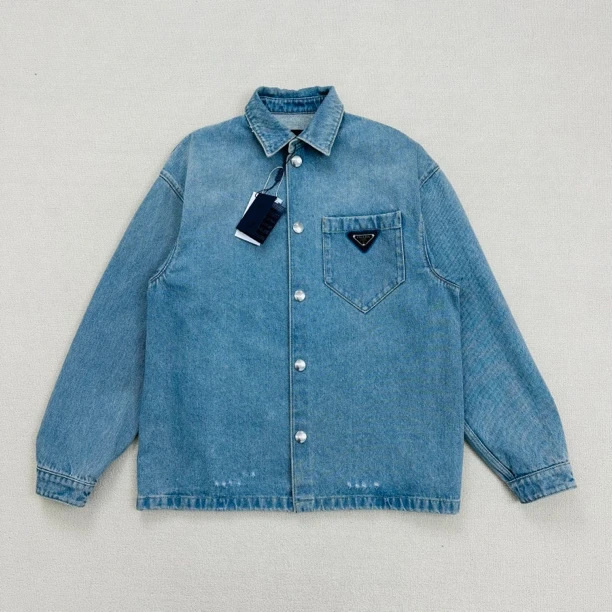 全新未使用 Prada/普拉达 三角钢标牛仔外套/S码/WL0865