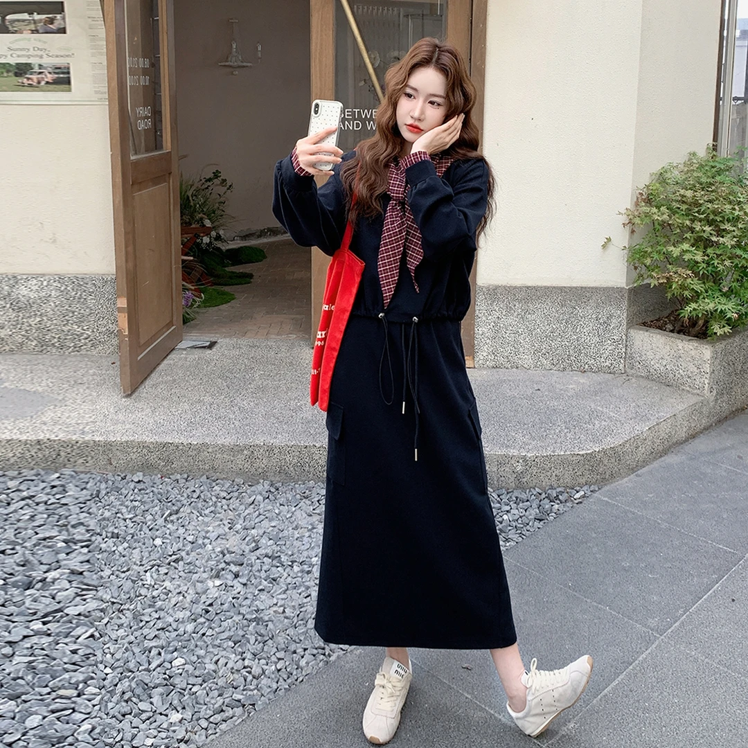 配披肩藏青色冬季半身裙套装女2025秋季新款秋冬爆款松弛感两件套