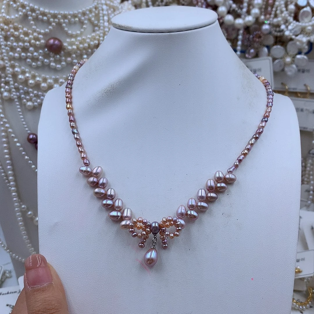 项链银S925镶嵌淡水珍珠B**咚