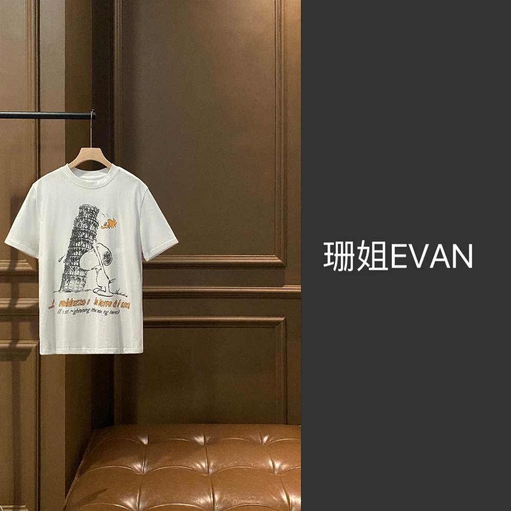 y573  卡通斜塔短袖T