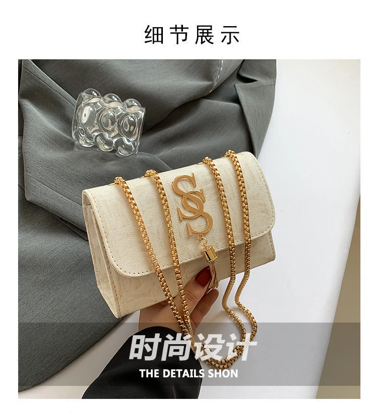 高级感百搭女士小方包2024夏新款轻奢流苏单肩包简约时尚链条包潮