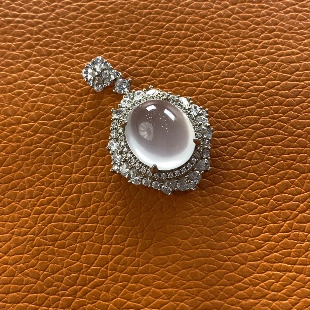 石英质玉银S925镶嵌吊坠(赠链)