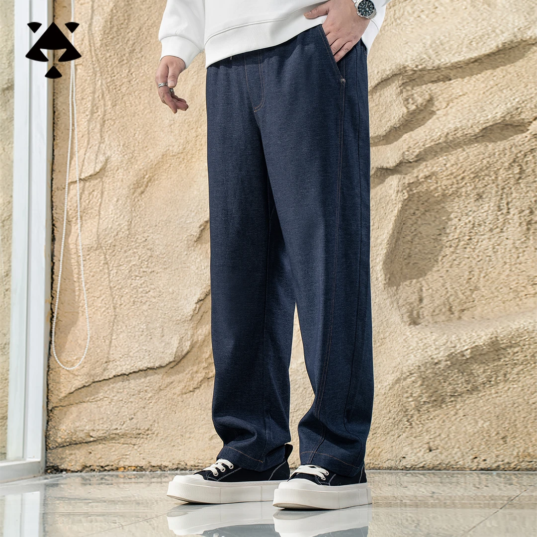 【菱形裆软牛仔】森老板大码男装秋款斜纹牛仔裤显瘦加软胖男生裤子