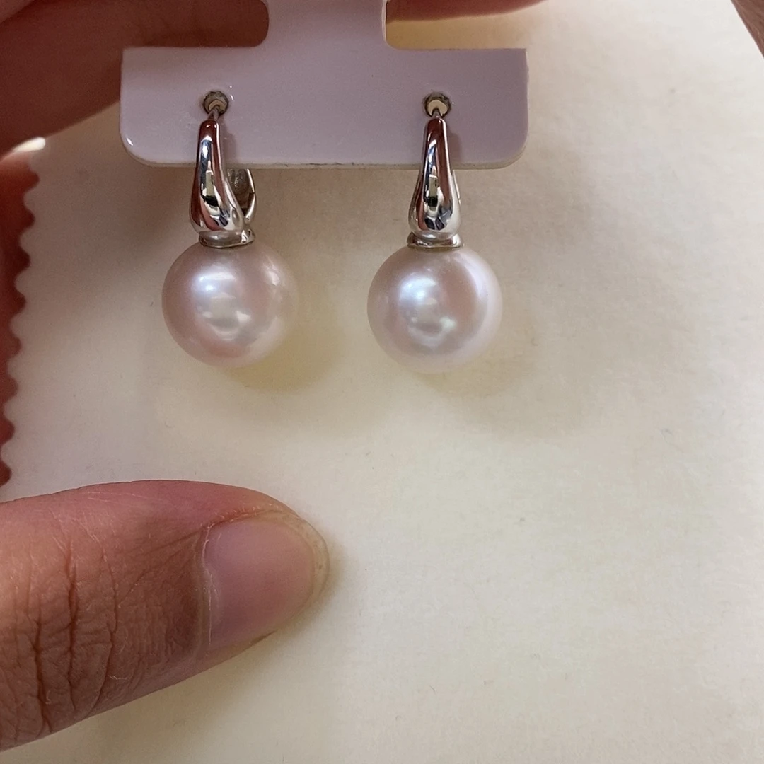 银S925镶嵌淡水珍珠耳饰