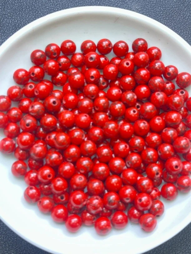 天然珠宝玉石 红色散珠Y1781  8MM  30颗（赠弹力绳）