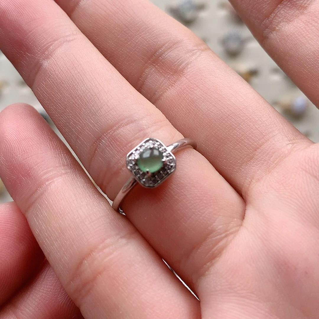 翡翠戒指银S925镶嵌0270