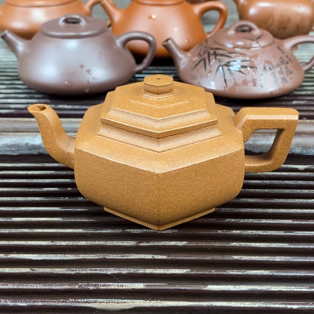 茶壶紫砂宜兴原矿紫砂壶六方雪化180c