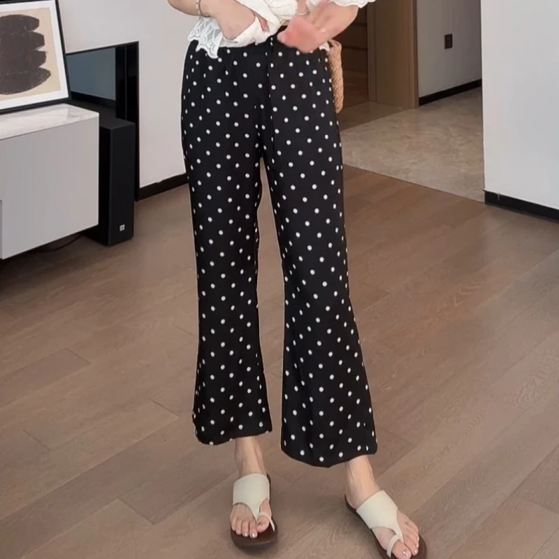 2025新款时尚气质设计感波点显瘦百搭休闲微喇裤LK2504748
