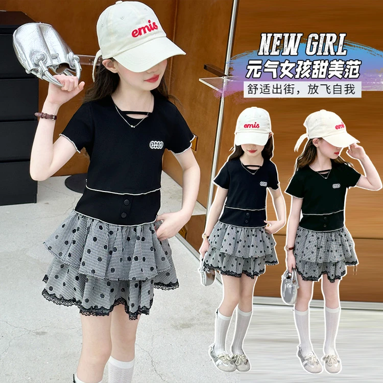 【贝贝优品】女童夏季新款 D&A012元气甜美时尚格子裙套装