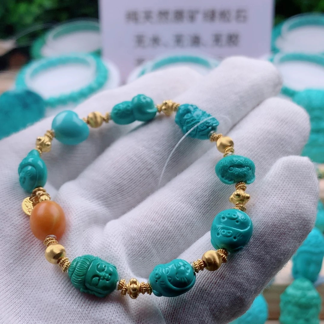 绿松石18K金镶嵌多宝单圈