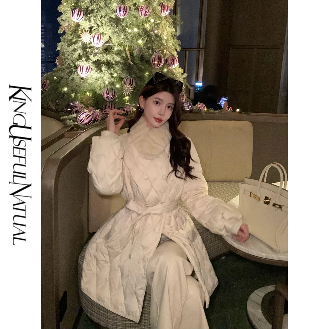 KUN【绒冬格调】显瘦不臃肿 光泽菱格绗线90白鸭绒保暖冬加厚羽绒服