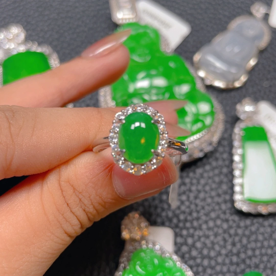 【闪购商品】翡翠银S925镶嵌吊坠(不含链)翡翠