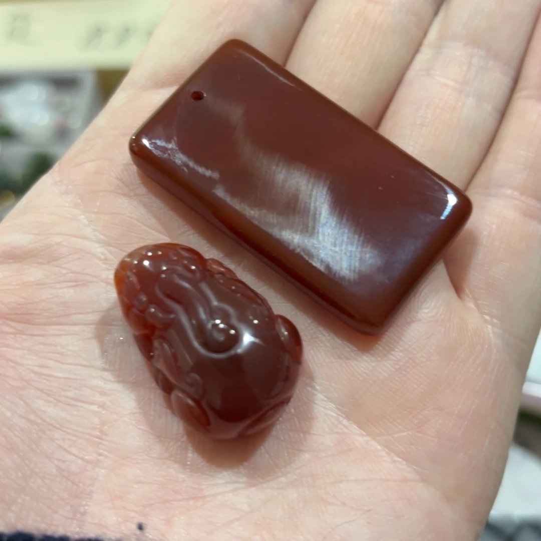 玛瑙/玉髓合金颈饰一对出