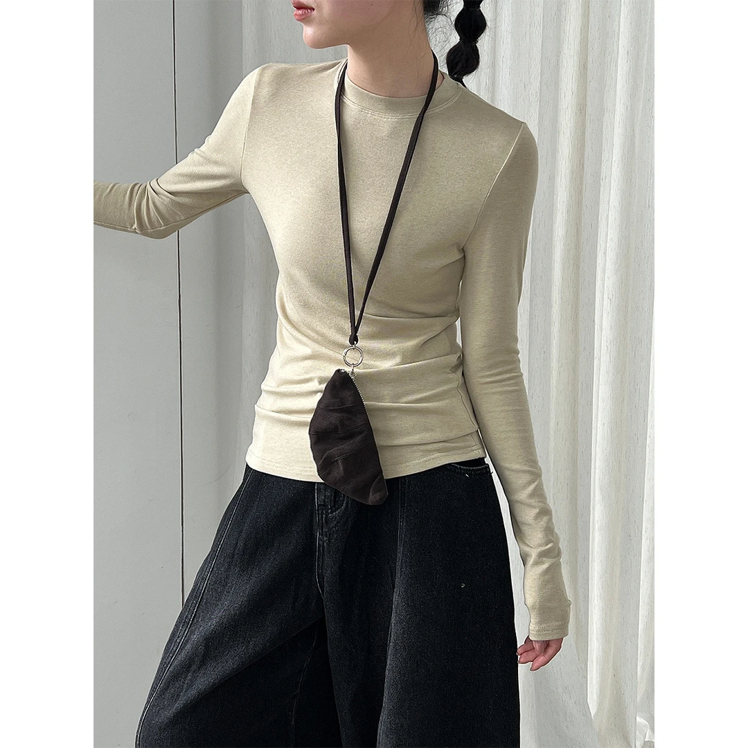 高级感春秋羊毛打底衫女秋季新款韩系通勤百搭长袖上衣显瘦修身