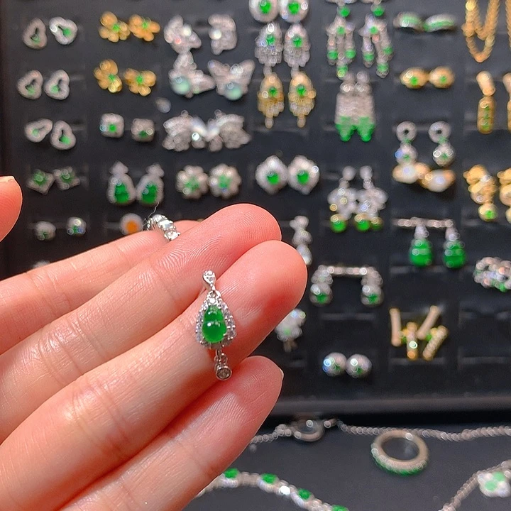 翡翠戒指银S925镶嵌M****?耳钉