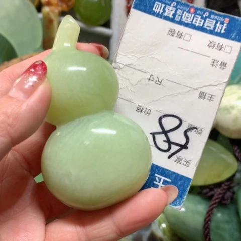 蛇纹石玉手把件未镶嵌海****！