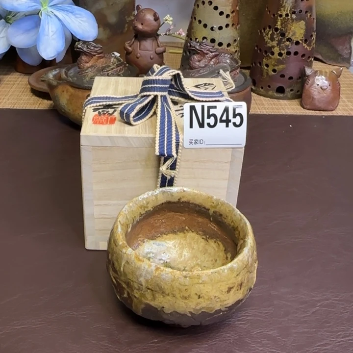 森丁斎 超级压手杯备前烧作品