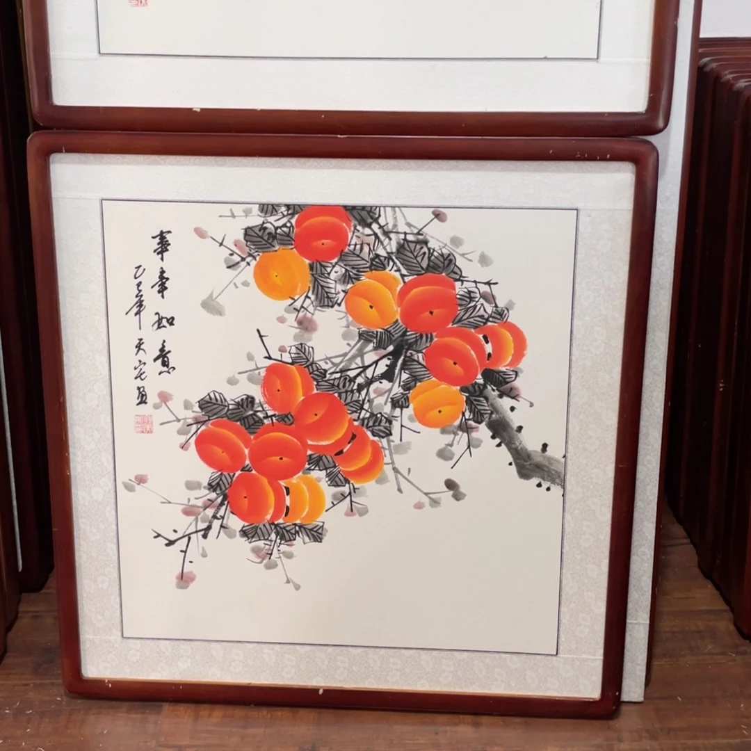 国画寒*带框尺寸63*63厘米