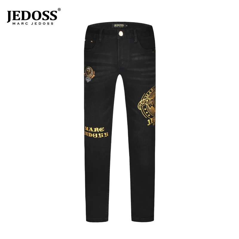 JEDOSS/爵迪斯秋上新潮牌男装虎头章仔牛仔裤烫钻刺绣长裤55SX