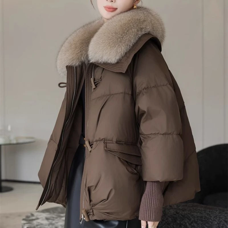 新款宽松韩版冬季短款洋气加厚棉衣毛领棉服外套棉袄