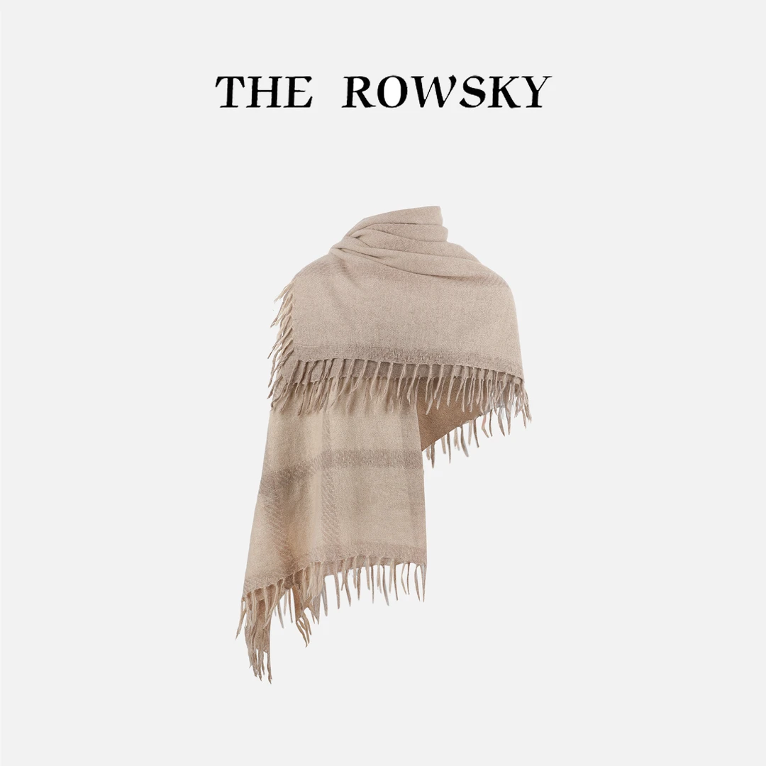 杨圣坤2025秋季新品小众设计色织格纹100%山羊绒围巾披肩SQ258601