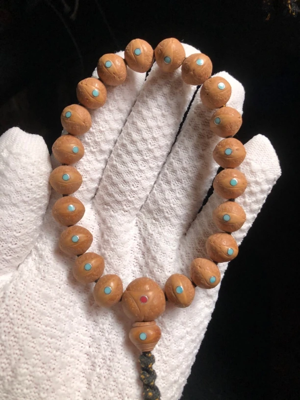 小13mm矮桩单仓铁籽镶嵌松石尼泊尔凤眼菩提手串