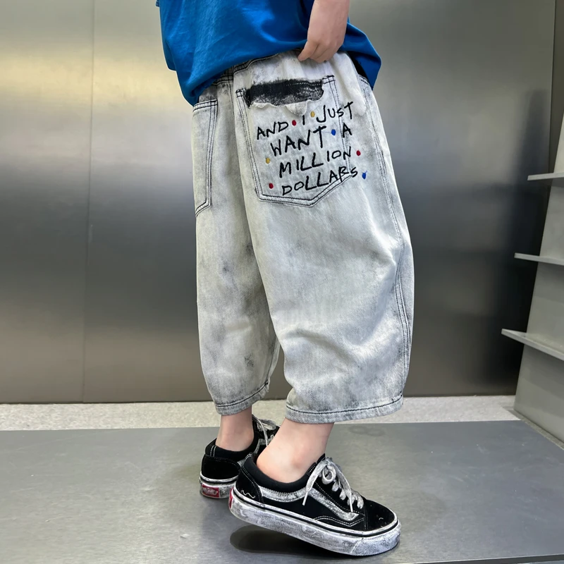 男童牛仔裤2025新款七分裤夏季牛仔裤帅气时尚中大童休闲风宽松潮