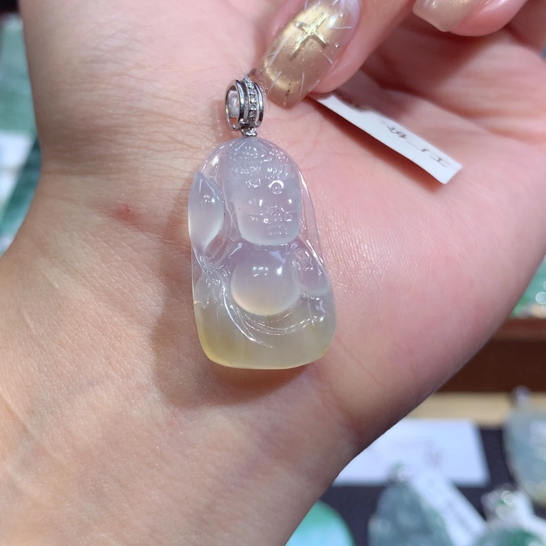 吊坠(不含链)18K金镶嵌翡翠