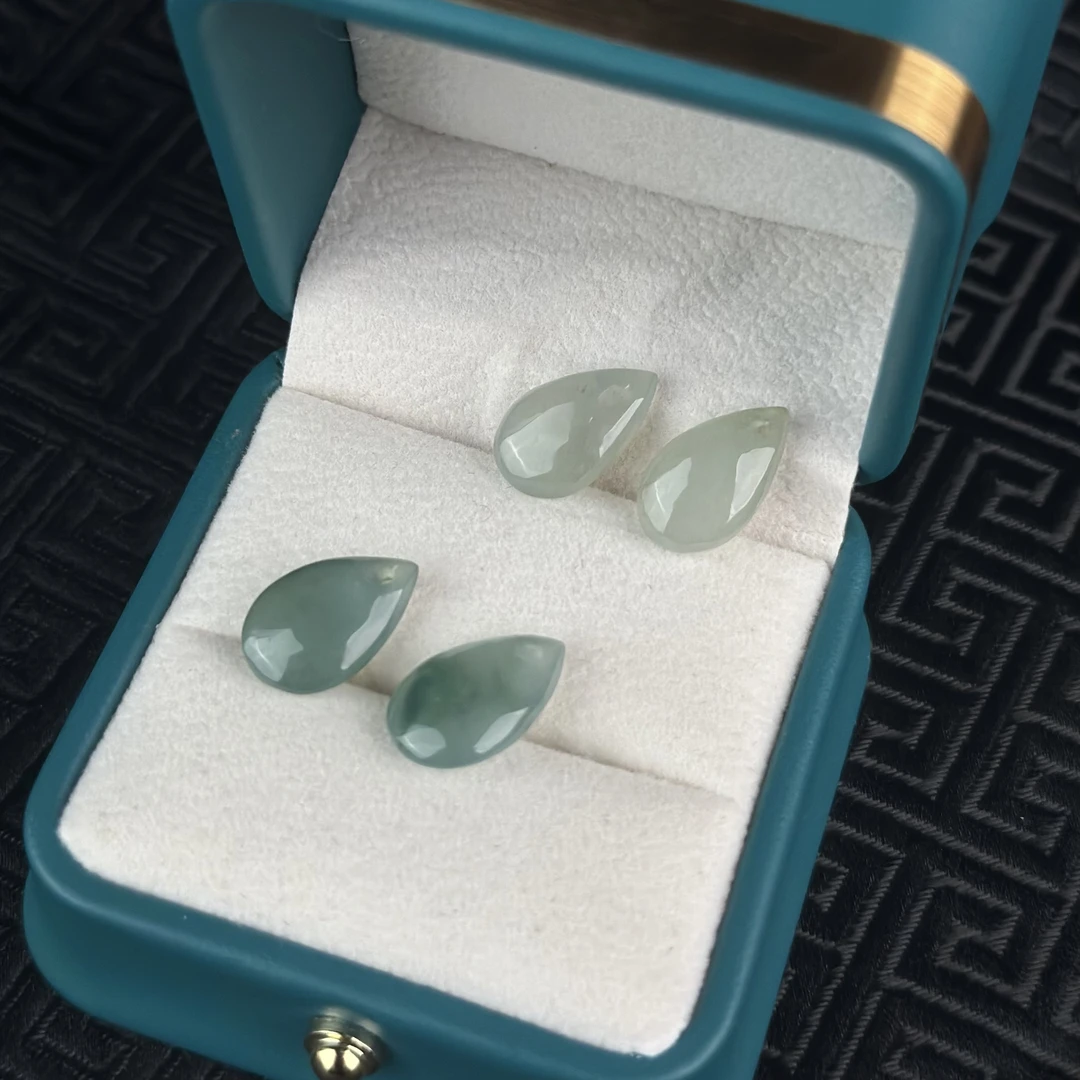 天然A货翡翠冰水滴耳坠一对多样性发一