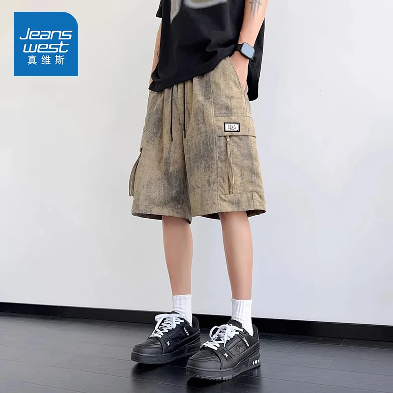 Jeanswest/真维斯夏季美式潮流复古工装短裤男生宽松百搭休闲中裤