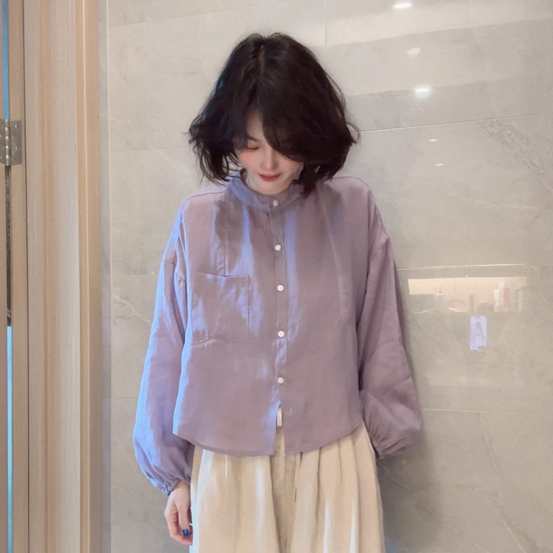 喜樂   2025 42支苎麻龟背圆领衬衫夏季新款时尚百搭休闲文艺女士