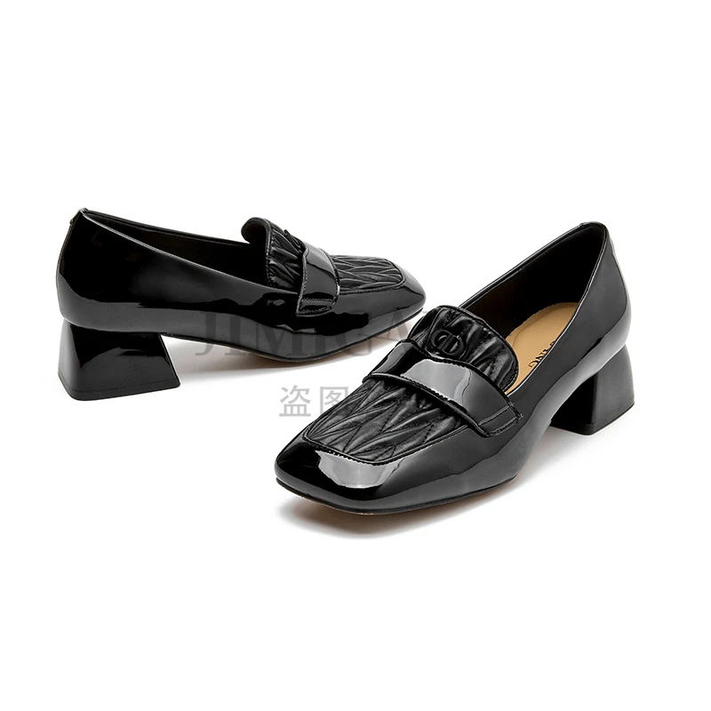 Anan高奢广货轻奢高定春秋四季通勤英伦百搭风粗跟女单鞋5068