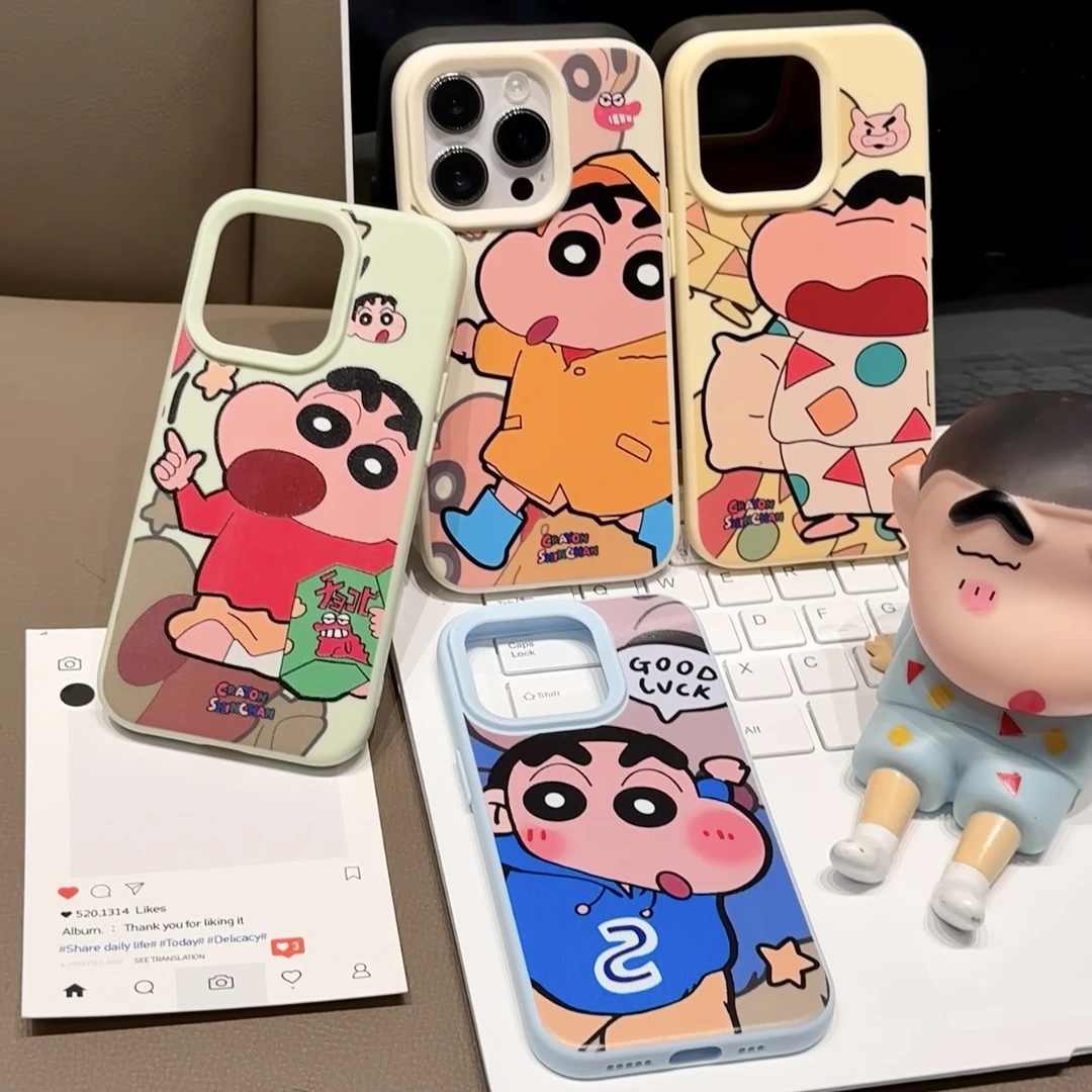 雅天立日系动画蜡笔小新适用iPhone15苹果16/13promax手机壳14套
