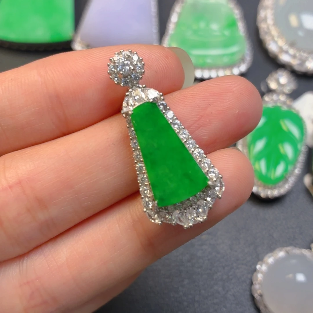 翡翠银S925镶嵌吊坠(不含链)