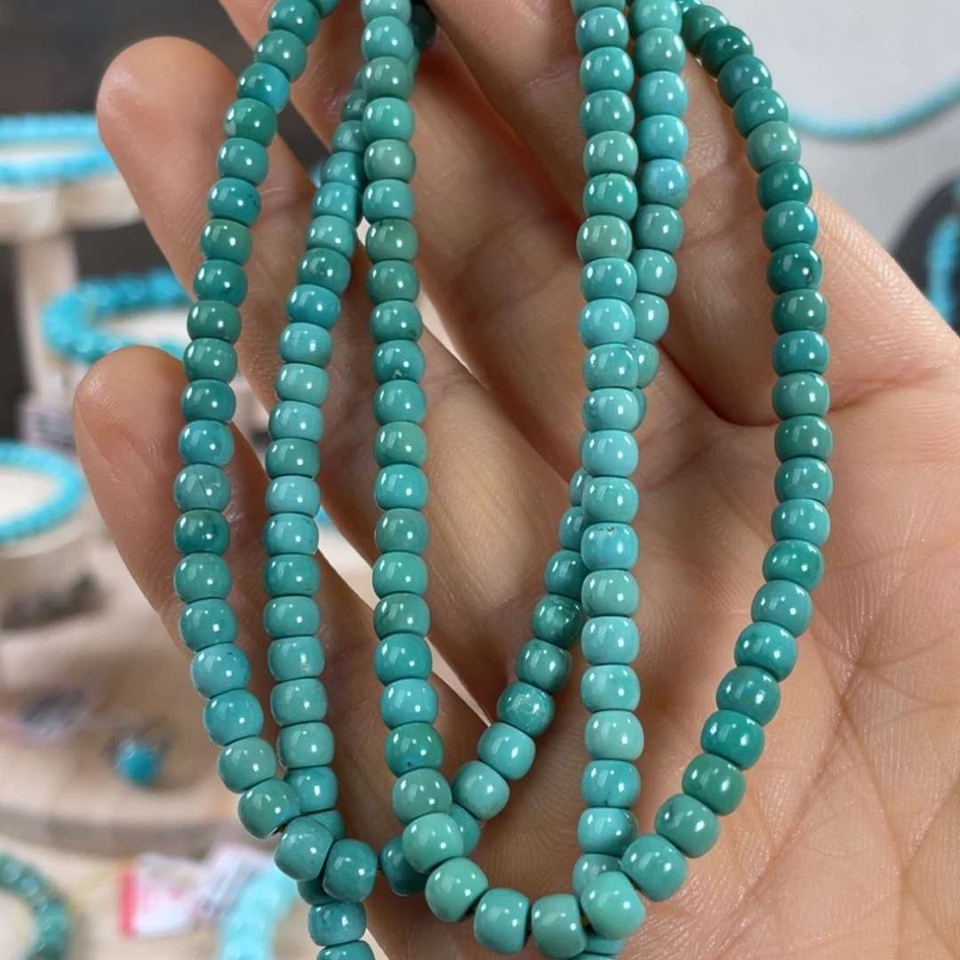 绿松石未镶嵌套链玉化绿108