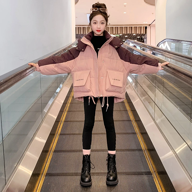 女童2024新款洋气儿童装保暖加厚棉衣冬季中大童棉袄外套-23D252