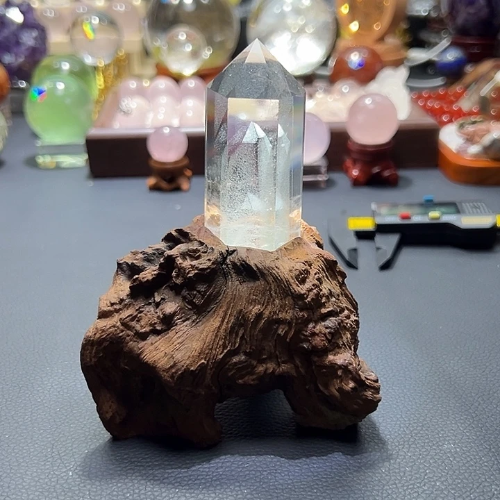 珠宝半成品紫晶银S925镶嵌三生三世绿幽灵水晶柱