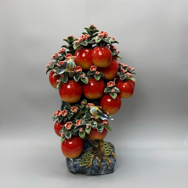 【喜报平安】喜鹊苹果-石湾公仔长38宽25高65玄关陶瓷创意茶室