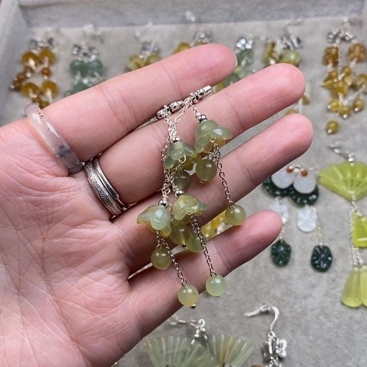 蛇纹石玉未镶嵌挂件耳饰耳环项链