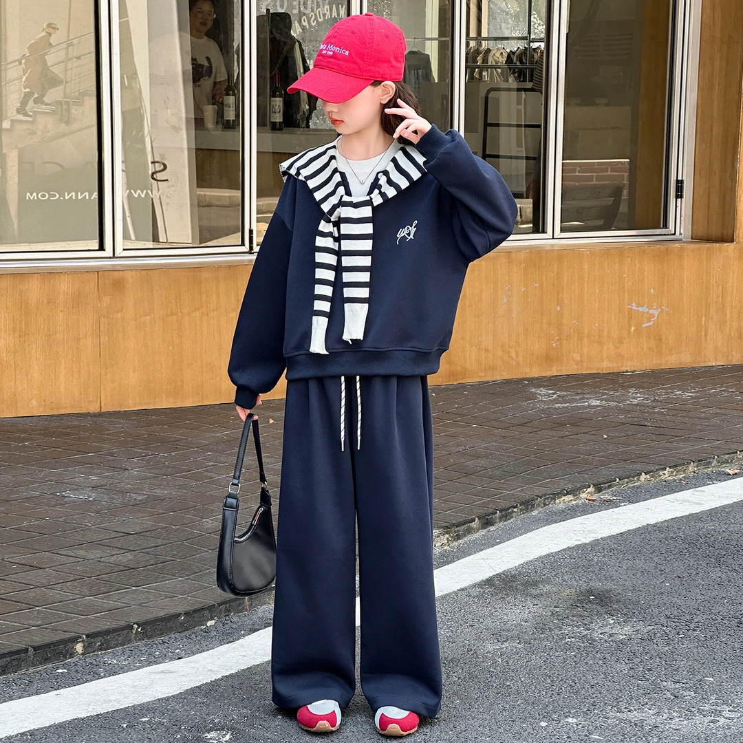 2025新款女童秋装套装儿童春秋季卫衣外套两件套女大童阔腿运动服