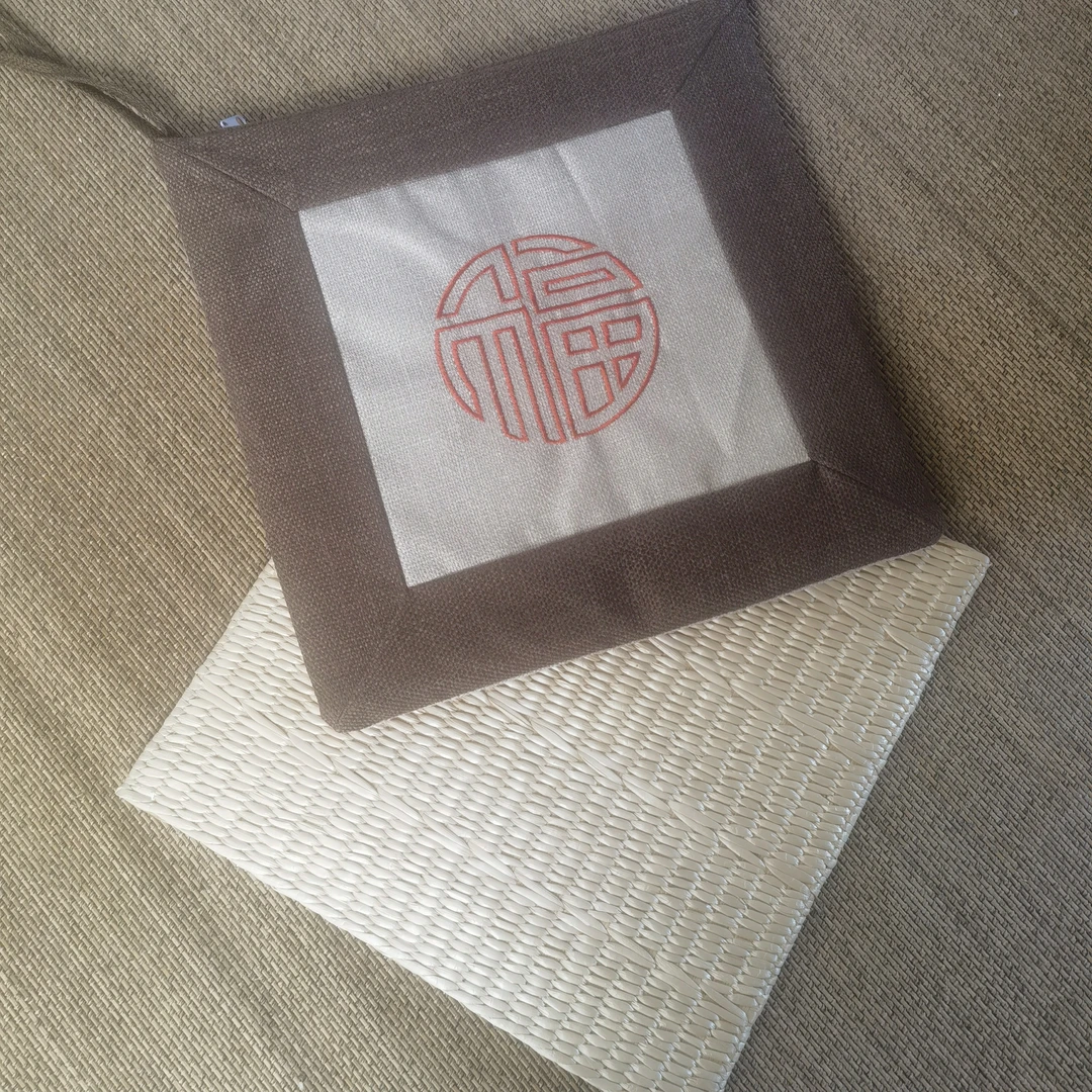 （40*40布套款）汽车蒲草双面阳台手工椅垫方形双层汗蒸家用蒲草垫