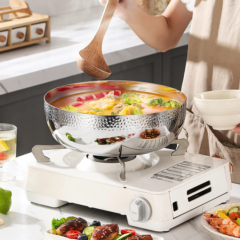 厨伯伯盆SUS 316不锈钢高级锤纹和面火锅一体盆