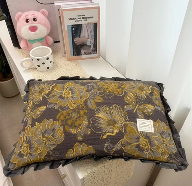 【黑金蝴蝶 枕头一只】精梳棉双层纱荞麦壳枕头一只