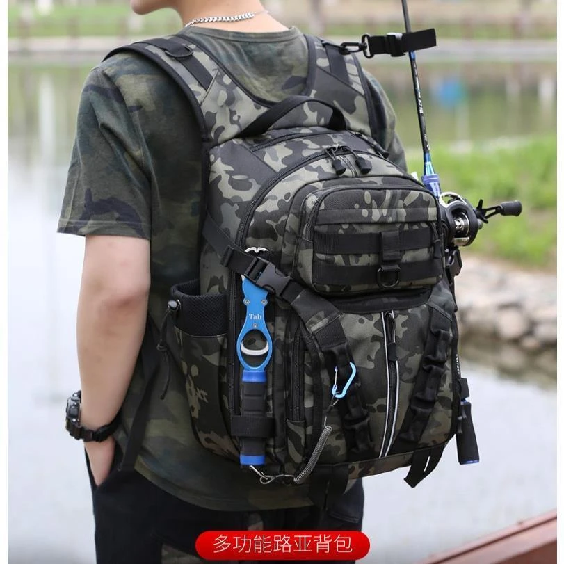 路亚包多功能大容量迷彩背包户外防泼水战术包渔具包鱼竿包钓鱼包