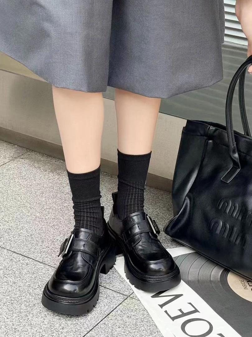 「姚姚严选」2026新款英伦风平底防滑时尚厚底百搭乐福鞋S6005