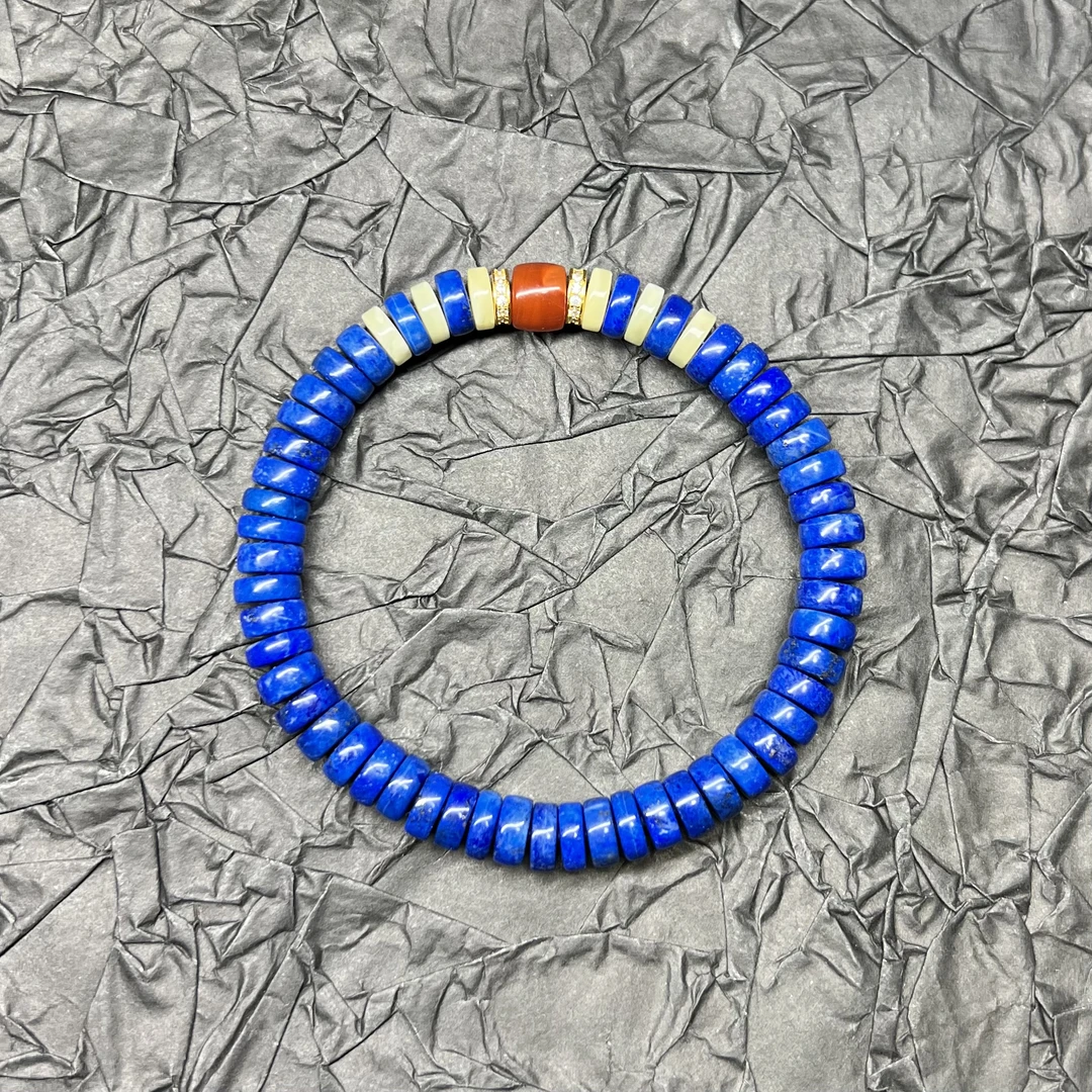 Mr芍文玩-网红搭配款青金石薄切手串-尺寸7mm-手围16左右