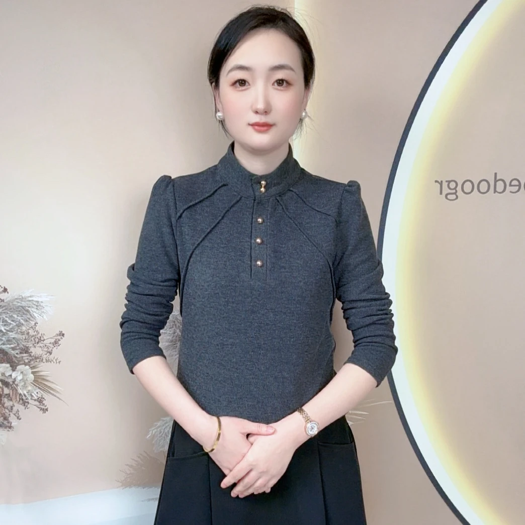 2025冬季新款双面绒衬衫立领设计洋气舒适女士长袖上衣