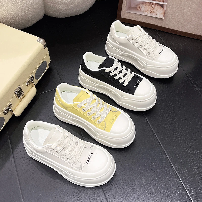 【升级版】松糕厚底网红小白鞋女2025网红爆款大头丑萌韩版面包潮鞋