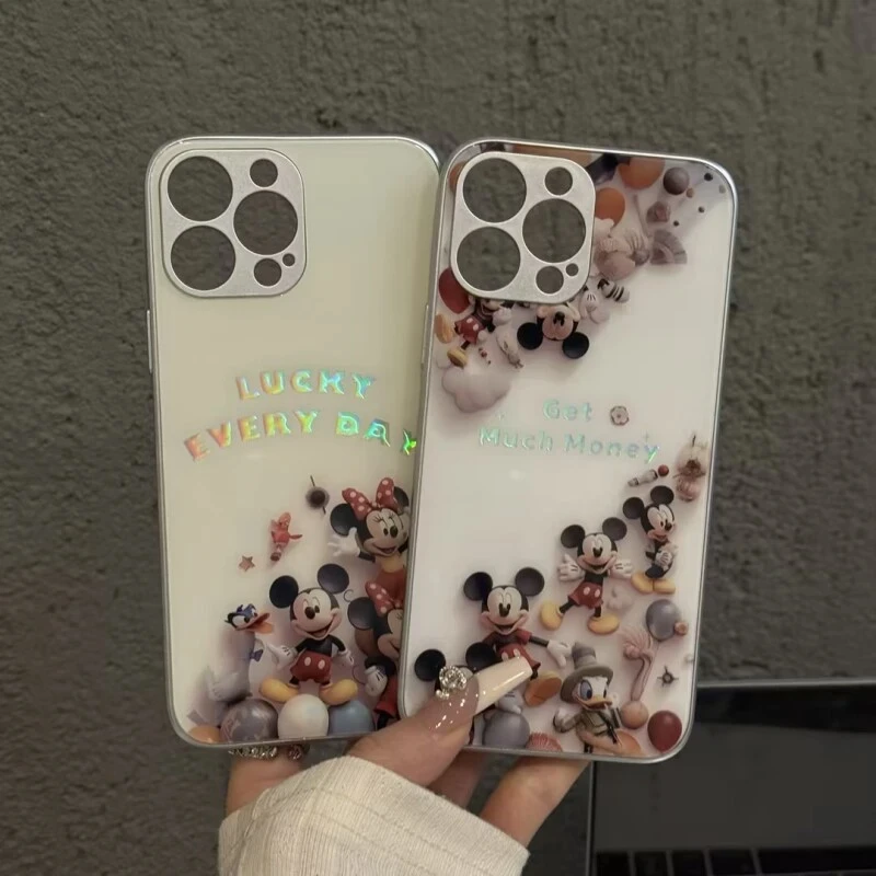 气球米奇金属玻璃壳适用苹果16pro手机壳华为oppo小米15vivo防摔