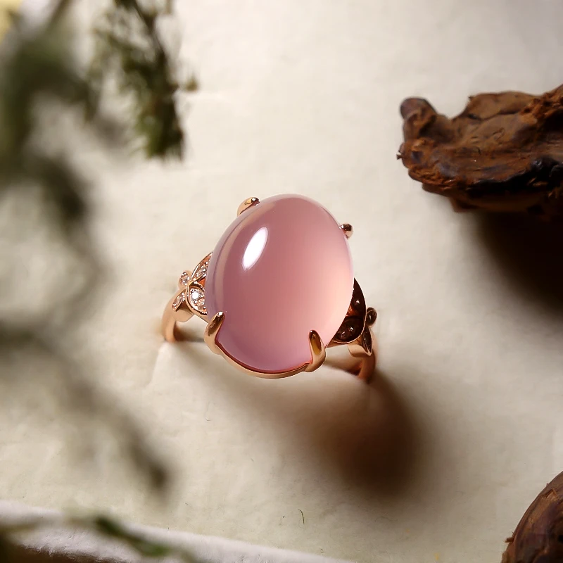 合金戒指 淘玉珠宝原设计师款粉紫鸽子蛋戒指（纹路多样性发起一）